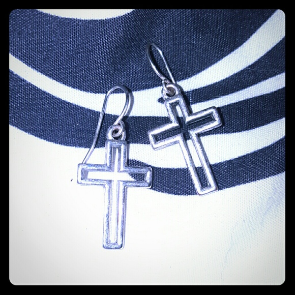 Silver cross earrings