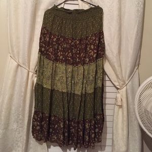 Full length brown flowered skirt