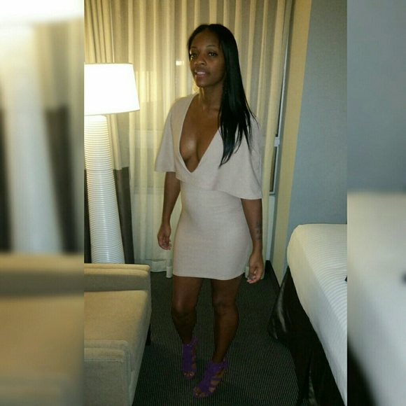 Tan deep cut dress