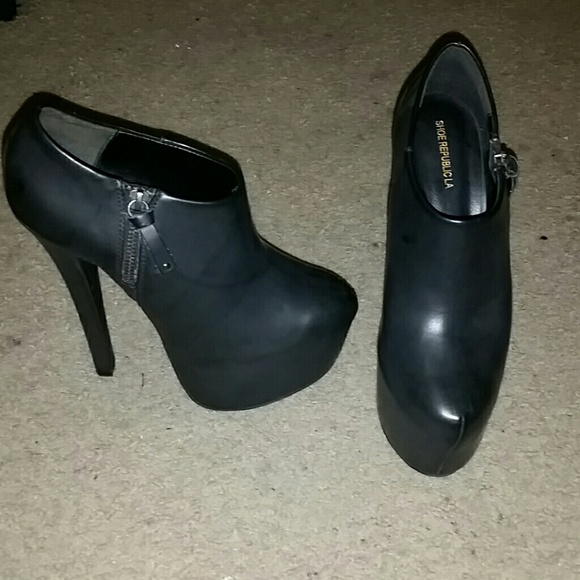 All Black Leather ankle booties