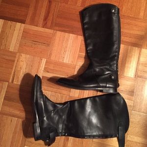 Black leather tall boot