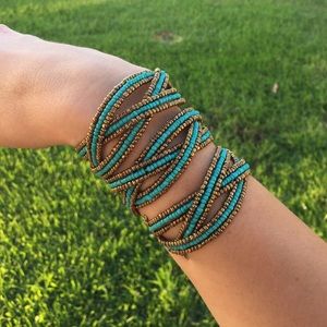 Bundle 3 Turquoise and Gold Stackable Bracelets