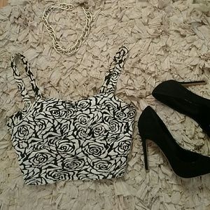Black and White Cropped Top