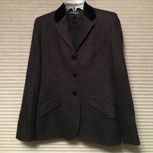 Ralph Lauren Grey Plaid Blazer with velvet collar