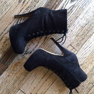 Black lace up platform booties