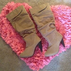 Tan Slouchy Heel Boots