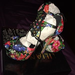 Floral and Black Heels