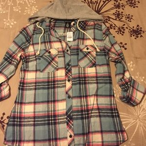 Flannel with detachable hood!