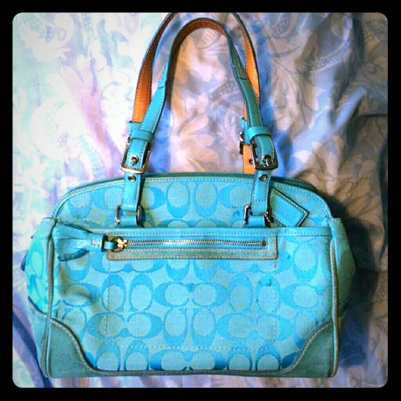 SOLD! Authentic Coach Signature Turquoise/Blue Bag