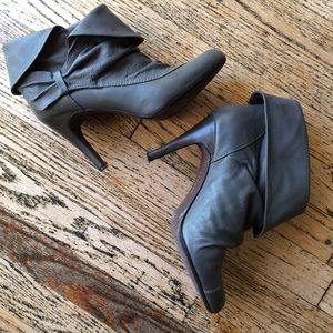 Leather fold over ankle booties