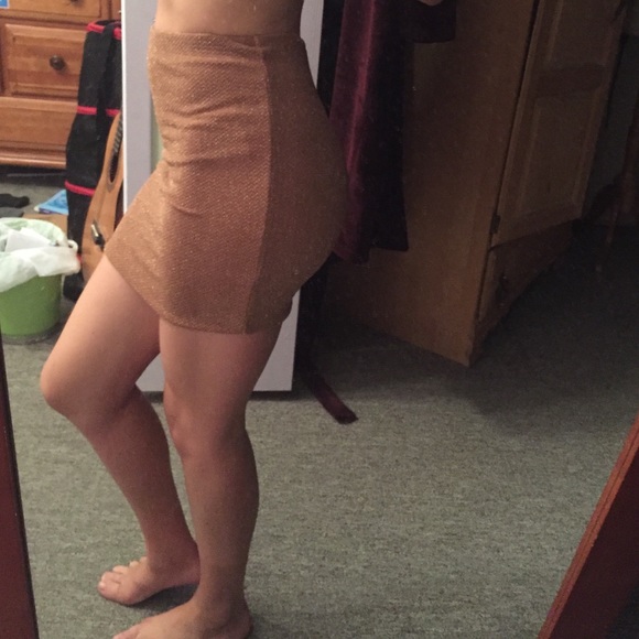 Gold mini skirt