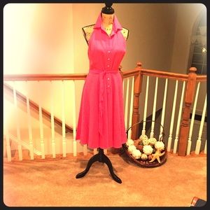 Hot Pink Flouncy Linen Dress