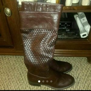 New Basket Weave Brown Riding Boots Sz 6