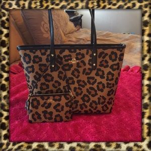 Pre Weekend Sale!!! Coach Ocelot Canvas Zip Tote