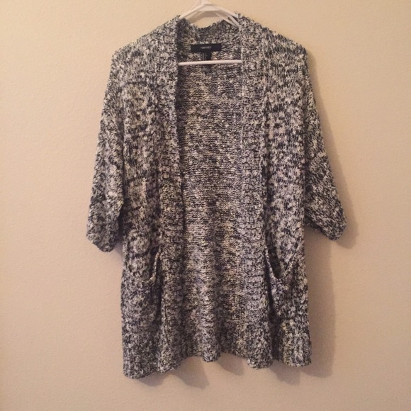 Black and White Cable Knit Cardigan