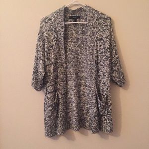 Black and White Cable Knit Cardigan