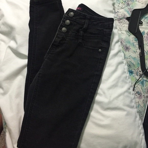 high waisted wash black jeans