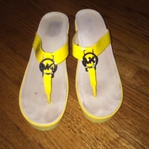 MK yellow leather wedges