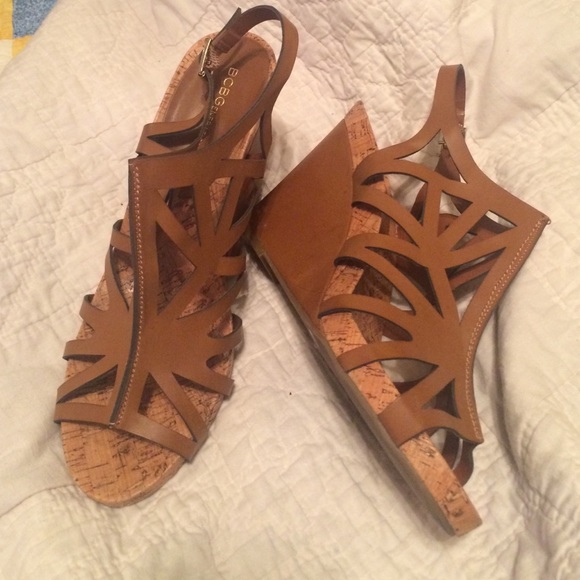 BCBG Cut out Cork/Leather Wedges