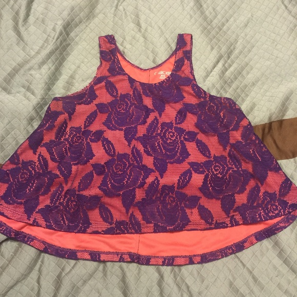 Pink and Purple Lace Crop Top
