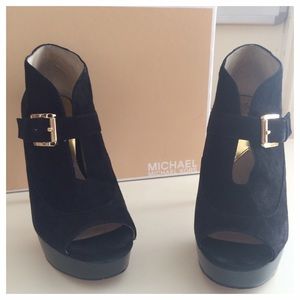 Michael Kors Black Suede Stiletto Pep Toe Boot