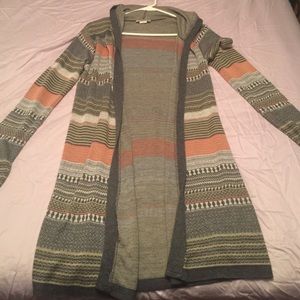 Long hooded cardigan