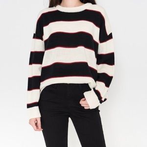 striped knit pullover sweater