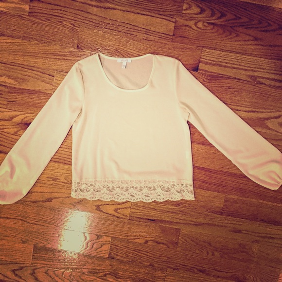Cream Lace Trimmed Blouse