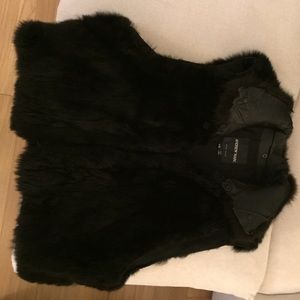Black fur vest made with Real beaver