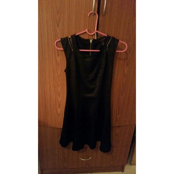 Faux leather black dress