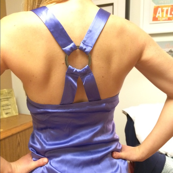 Bebe silk purple cross back sexy top - Picture 2 of 2