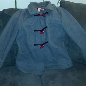 gray with red accents stylish coat