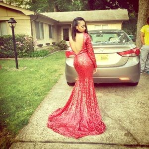 Red Sequin prom dress