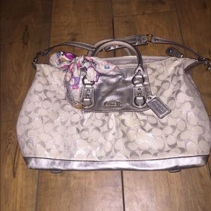 Authentic used Coach bag with scarf.