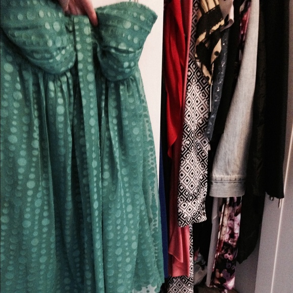 Express Seagreen strapless dress