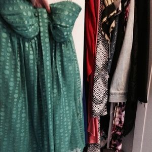 Express Seagreen strapless dress