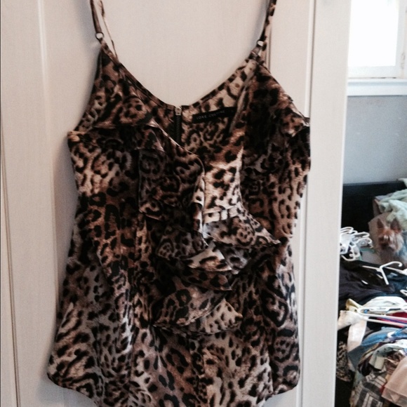 Leopard print cami with ruffles