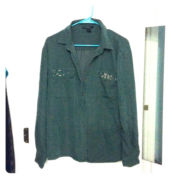 Green button down cardigan