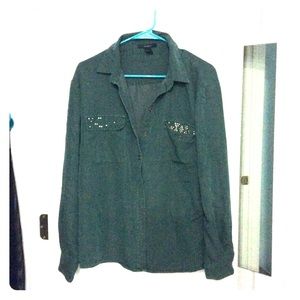 Green button down cardigan