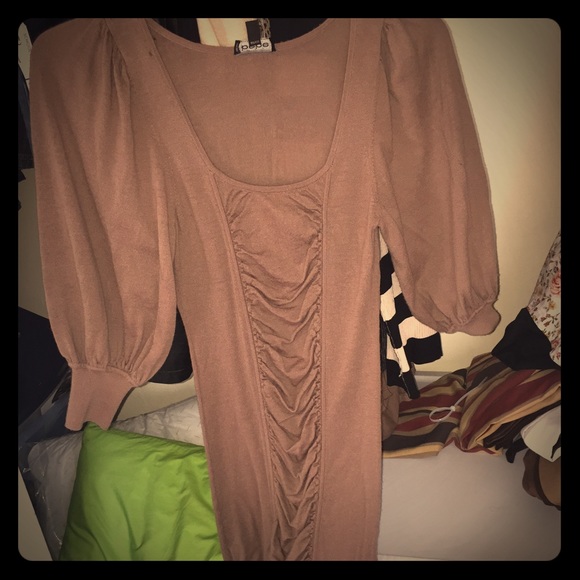 Bebe Light brown rouched dress