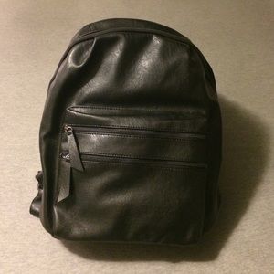 Black leather backpack
