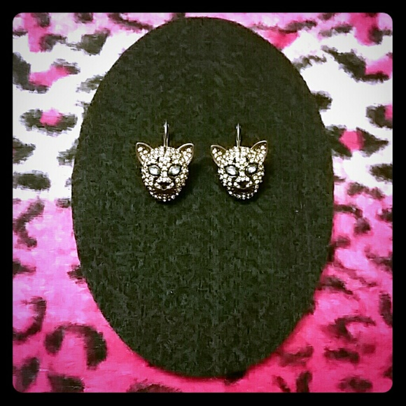 Betsey Johnson Crystal Panther Earrings