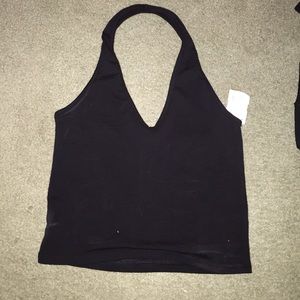 Black halter crop top