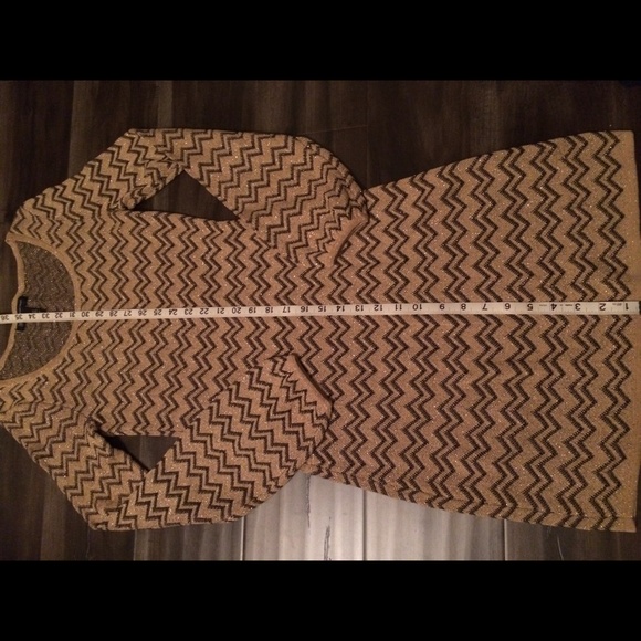 INC gold & black long sleeve  sweater dress - Picture 3 of 4