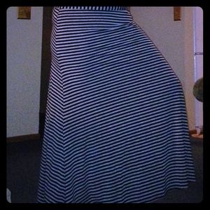 Gray and Black Striped Maxi Skirt