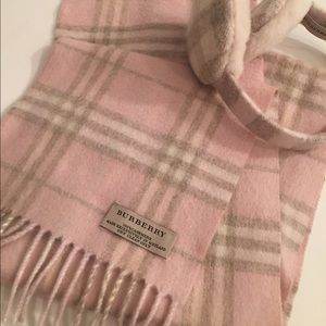 Genuine Burberry Cashmere Check Scarf and Earmuffs