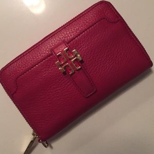 Tory Burch pebbled leather wallet and phone case