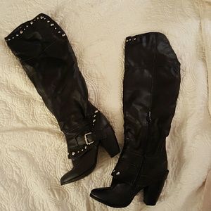 Toi et Moi Thigh High Pleather Studded Boots