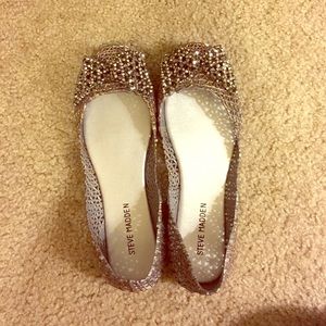 Steve Madden jelly flats with glitter and bow