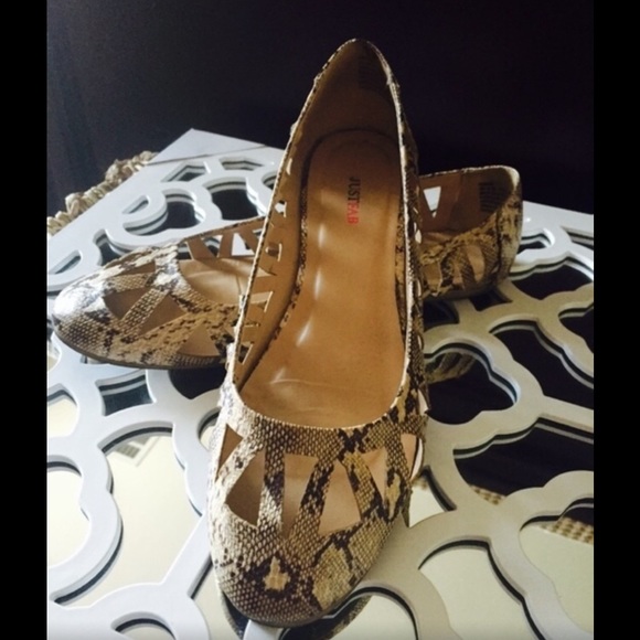 Faux Snakeskin Flats